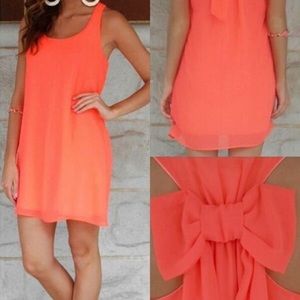 Bow Back Sleeveless Casual Chiffon Shift Dress